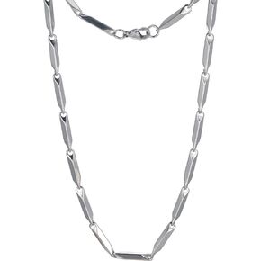 Stainless Steel Bar Link Chain Mens Necklace 3mm Bamboo Shape Chain Necklace for Men Women 17.7/19.7/21.7/23.6 Inch Gifts for Him Boyfriend Husband