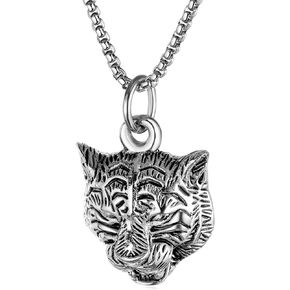 Mens and Womens Animal Necklace Stainless Steel Heavy Tiger Head Pendant Necklace
