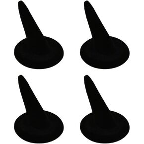 ccHuDE 4 Pcs Black Velvet Finger Ring Display Stand Cone Ring Holder Rack Jewelry Holder Showcase