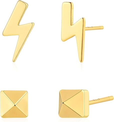 LOYATA Earring Stud Sets for Women 14K Gold Plated 925 Sterling Sliver Post Small Stud Earrings for Women Hypoallergenic Gold Trendy Jewelry for Women Girls in Saudi Arabia