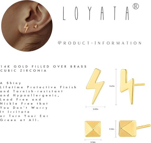 LOYATA Earring Stud Sets for Women 14K Gold Plated 925 Sterling Sliver Post Small Stud Earrings for Women Hypoallergenic Gold Trendy Jewelry for Women Girls in Saudi Arabia