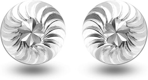 925 Sterling Silver Stud Earrings Diamond-Cut Ball-Post for Women 8 MM in Kuwait