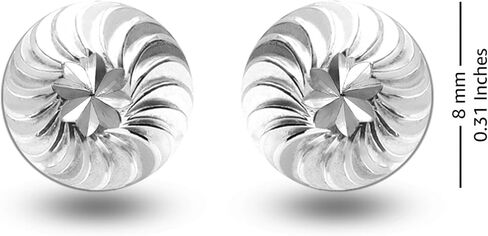 925 Sterling Silver Stud Earrings Diamond-Cut Ball-Post for Women 8 MM in Kuwait