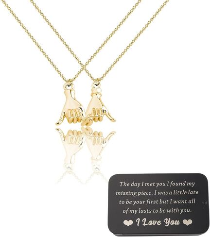 FUSTMW Pinky Promise Necklace Set Matching Necklaces for Couples Jewelry Long Distance Couples Gifts for Girlfriend Boyfriend in Saudi Arabia