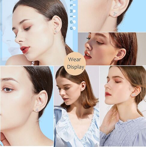 Sllaiss 925 فضة أقراط أولية للنساء مطلية بالذهب الأبيض صغيرة من الألف إلى الياء أقراط حروف كريستال نمساوي أقراط مجوهرات هدايا in Kuwait