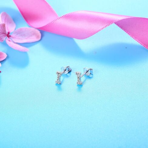 Sllaiss 925 فضة أقراط أولية للنساء مطلية بالذهب الأبيض صغيرة من الألف إلى الياء أقراط حروف كريستال نمساوي أقراط مجوهرات هدايا in Kuwait