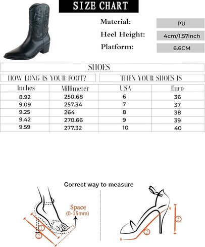 LALA IKAI Women's Cowboy Shoes Western Boots Pointed Toe Knee Boots Hiking Party Climbing Outdoor Shoes in Kuwait
