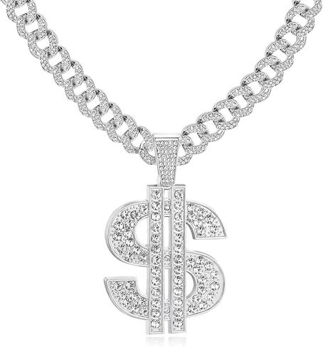 TOBENY ميامي الكوبية ربط سلسلة قلادة للرجال النساء الفضة مطلي الذهب بيان فراشة كبيرة قلادة الماس حجر الراين المختنق قلادة مثلج خارج قلادة الهيب هوب مجوهرات للنساء الرجال in Kuwait