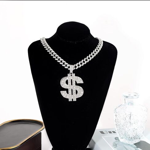 TOBENY ميامي الكوبية ربط سلسلة قلادة للرجال النساء الفضة مطلي الذهب بيان فراشة كبيرة قلادة الماس حجر الراين المختنق قلادة مثلج خارج قلادة الهيب هوب مجوهرات للنساء الرجال in Kuwait