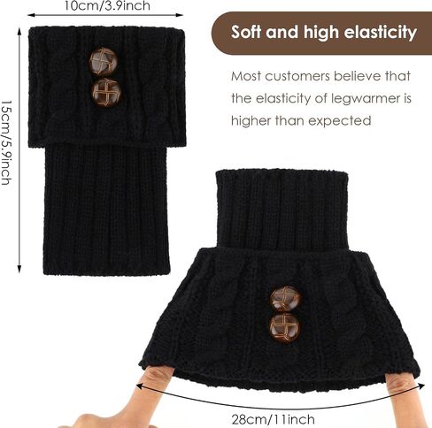 DIVINA VITAE 2 Pairs Winter Boot Cuffs for Women Knitted Crochet Boot Socks Short Leg Warmers Boot Topper Warm Short Boots Cuff Warm Cuff Socks Leg Cuffs Boot Warmers Gift(Black+Grey) in Saudi Arabia