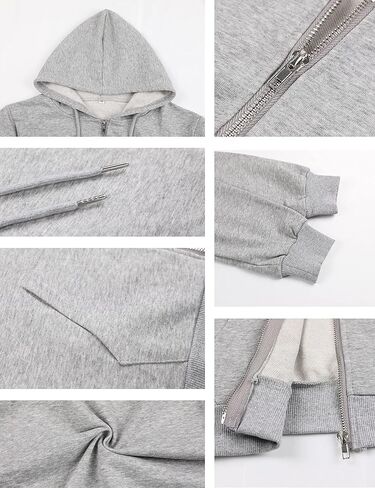 Bianstore Women's Casual Workout Long Sleeve Cropped Zip Up Hooded Hoodies Sweatshirts in Kuwait