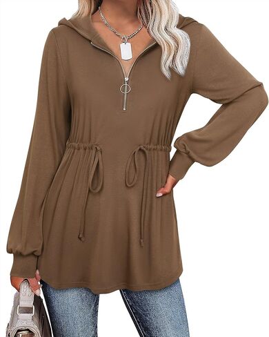 سترة نسائية بغطاء للرأس من Vivilli بأكمام طويلة وسحاب وغطاء للرأس مع رباط in Kuwait