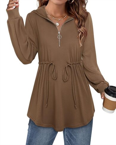 سترة نسائية بغطاء للرأس من Vivilli بأكمام طويلة وسحاب وغطاء للرأس مع رباط in Kuwait