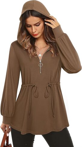 سترة نسائية بغطاء للرأس من Vivilli بأكمام طويلة وسحاب وغطاء للرأس مع رباط in Kuwait