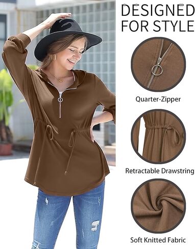 سترة نسائية بغطاء للرأس من Vivilli بأكمام طويلة وسحاب وغطاء للرأس مع رباط in Kuwait