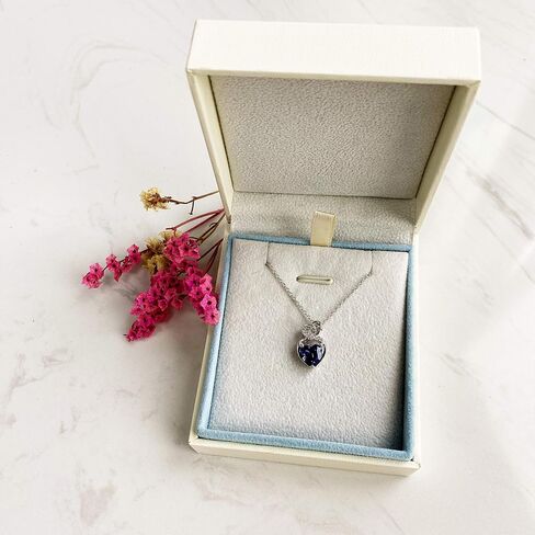 FANCIME 14K Solid White Gold Birthstone Necklace with Sterling Silver Chain 1.5 CT Gemstone Heart Necklace Small Dainty Fine Jewelry for Women 16"+2" in Saudi Arabia