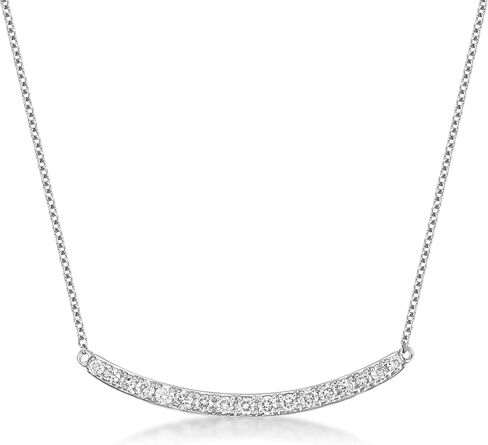 Lavari Jewelers 1/3 Carat Lab Grown Diamond Curved Bar Pendant Necklace for Women in 14k White Gold on 18 Inch Chain (G-H, SI1, cttw) with Spring Ring Clasp in Saudi Arabia