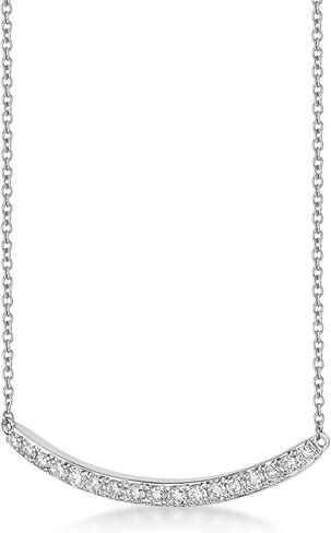 Lavari Jewelers 1/3 Carat Lab Grown Diamond Curved Bar Pendant Necklace for Women in 14k White Gold on 18 Inch Chain (G-H, SI1, cttw) with Spring Ring Clasp in Saudi Arabia