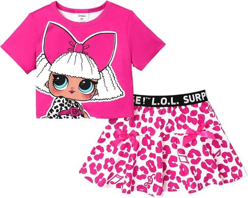L.O.L. Surprise! Toddler Girl Skirt Set Short-sleeve Tee and Skirt Sets 2PCS Clothes Set Outfit 3-10 Years in Saudi Arabia