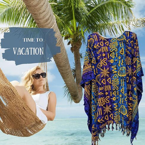 Kraft4Life| Women Summer Beach Cover up Oversize Caftan Tunic Casual Top Blouse Short Kaftan Beach Dress poncho in Saudi Arabia