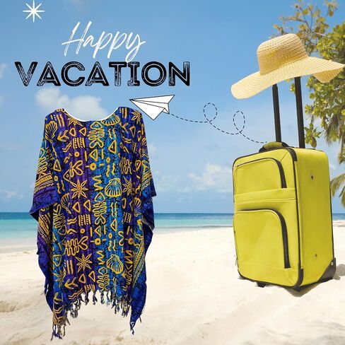 Kraft4Life| Women Summer Beach Cover up Oversize Caftan Tunic Casual Top Blouse Short Kaftan Beach Dress poncho in Saudi Arabia