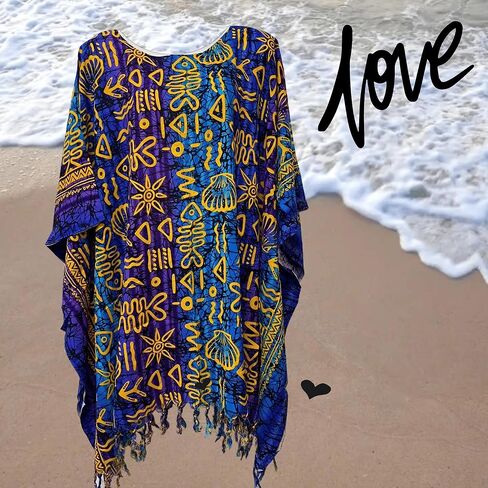 Kraft4Life| Women Summer Beach Cover up Oversize Caftan Tunic Casual Top Blouse Short Kaftan Beach Dress poncho in Saudi Arabia