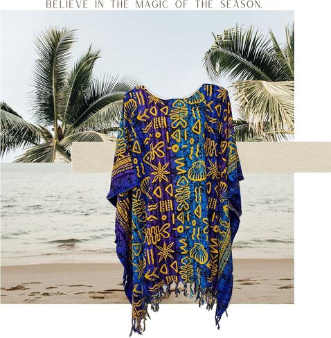 Kraft4Life| Women Summer Beach Cover up Oversize Caftan Tunic Casual Top Blouse Short Kaftan Beach Dress poncho in Saudi Arabia