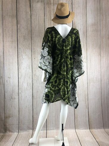 Kraft4Life| Women Summer Beach Cover up Oversize Caftan Tunic Casual Top Blouse Short Kaftan Beach Dress poncho in Saudi Arabia