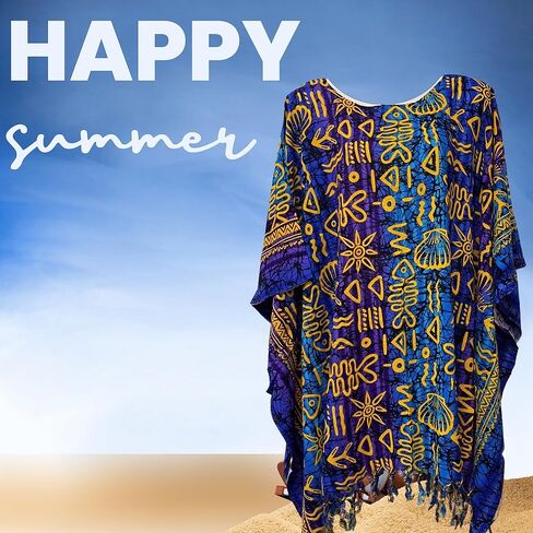 Kraft4Life| Women Summer Beach Cover up Oversize Caftan Tunic Casual Top Blouse Short Kaftan Beach Dress poncho in Saudi Arabia
