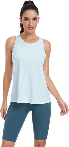 قمصان بدون أكمام للتمرين من icyzone Racerback للنساء، قمصان رياضية للجري وممارسة الرياضة واليوجا وشعور رائع بالفضفاضة in Saudi Arabia