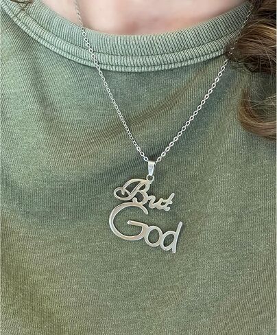 Faith Necklace But God Stainless Steel Christian Necklace with 20 inch Stainless Steel Chain in Saudi Arabia