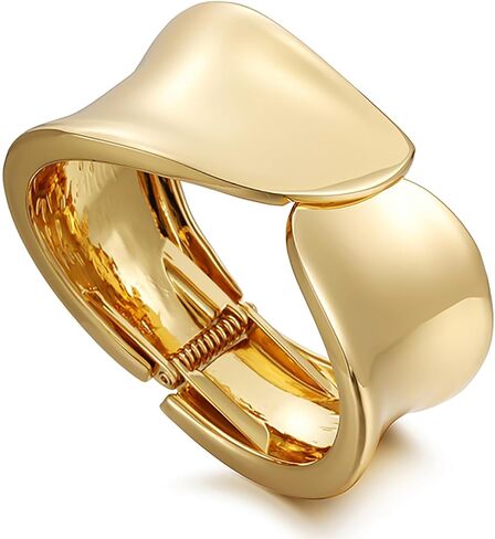 LENDPLEX Gold Cuff Bangle Bracelets for Women, 18K Gold Plated Wide Chunky Punk Cuff Bracelets Hammered Irregular Snake Link Wrist Cuff Wrap Bracelet in Kuwait