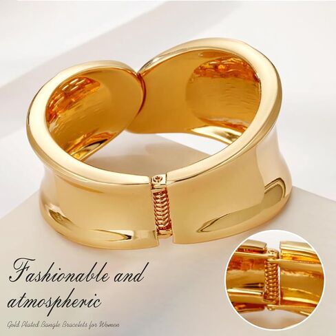 LENDPLEX Gold Cuff Bangle Bracelets for Women, 18K Gold Plated Wide Chunky Punk Cuff Bracelets Hammered Irregular Snake Link Wrist Cuff Wrap Bracelet in Kuwait