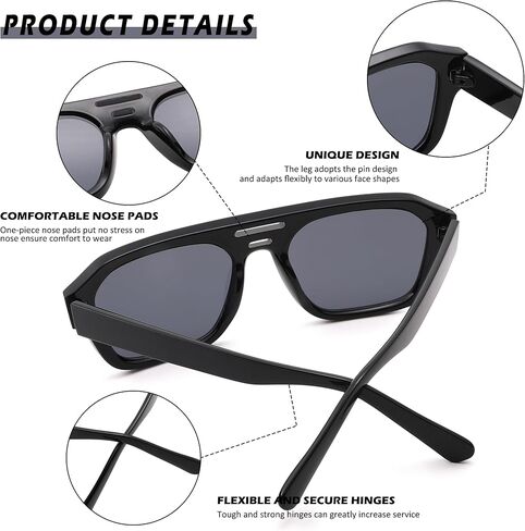 نظارة شمسية Pro Acme Classic Aviator للنساء والرجال، ذات ظلال مربعة وتصميم ثلاثي العارضة للرياضات الخارجية in Kuwait