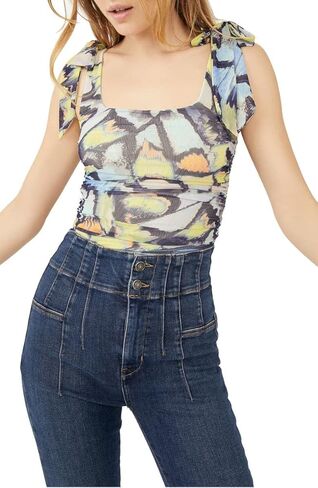 فري بيبل توب كات افينيو مطبوع للنساء بلون اخضر مينت in Kuwait