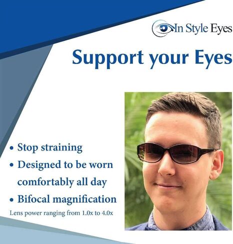 نظارات شمسية ثنائية البؤرة أنيقة للقارئ من In Style Eyes - نظارات قراءة بإطار مستطيل كامل الحواف - عدسات غير مستقطبة - سلحفاة - 3.0x in Kuwait