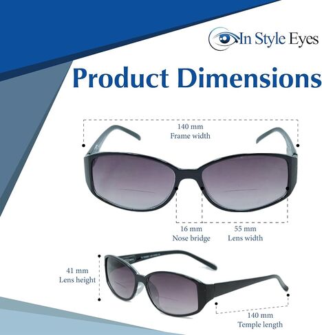 نظارات شمسية ثنائية البؤرة أنيقة للقارئ من In Style Eyes - نظارات قراءة بإطار مستطيل كامل الحواف - عدسات غير مستقطبة - سلحفاة - 3.0x in Kuwait