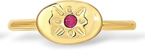 Lucky Feather Birthstone Rings for Women - 14K Gold Plated Signet Ring with Unique Starburst Pattern - Fully Adjustable Birthstone Rings make adorable gifts for Women and Teen Girls in Kuwait