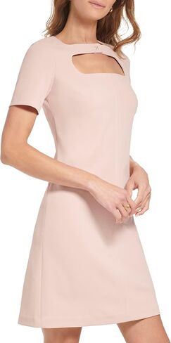 Tommy Hilfiger Women's Petite Sheath Knee-Length Short Sleeve Cut-Out Neck Scuba Crepe in Saudi Arabia