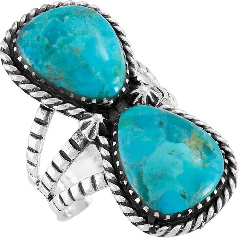 Turquoise Ring Sterling Silver 925 Genuine Gemstones Size 6 to 11 in Saudi Arabia