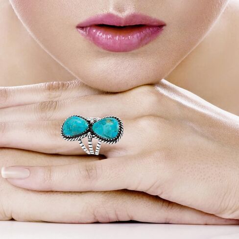 Turquoise Ring Sterling Silver 925 Genuine Gemstones Size 6 to 11 in Saudi Arabia