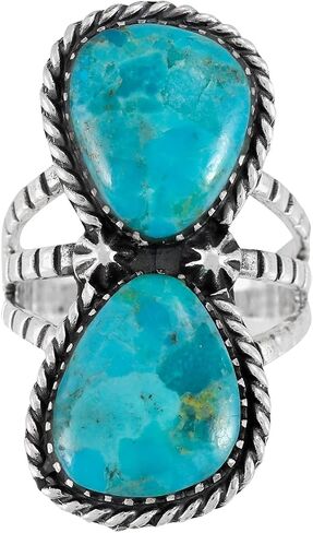 Turquoise Ring Sterling Silver 925 Genuine Gemstones Size 6 to 11 in Saudi Arabia