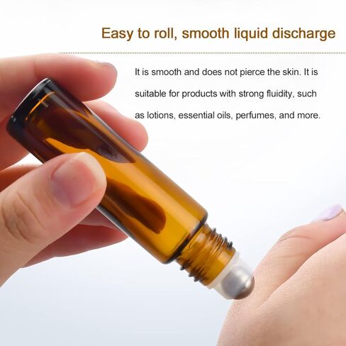 Brown Glass Roll-on Bottles10pcs Amber Glass Essential Oil Roller Bottles 10ml Empty Refillable Roller Bottle With Natural Bamboo Lid Stainless Steel Ball Glass Aromatherapy Travel Perfumes Bottles in Kuwait