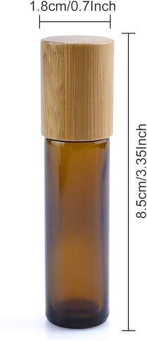 Brown Glass Roll-on Bottles10pcs Amber Glass Essential Oil Roller Bottles 10ml Empty Refillable Roller Bottle With Natural Bamboo Lid Stainless Steel Ball Glass Aromatherapy Travel Perfumes Bottles in Kuwait