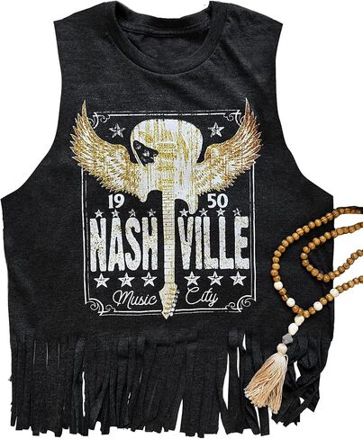 iliheyov Nashville Tank Top for Women Country Music Festival Graphic Print Sleeveless Nash Music Tank Tops in Saudi Arabia