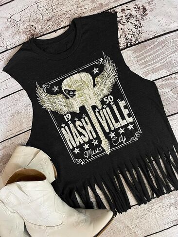 iliheyov Nashville Tank Top for Women Country Music Festival Graphic Print Sleeveless Nash Music Tank Tops in Saudi Arabia