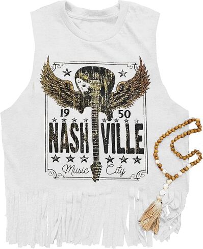iliheyov Nashville Tank Top for Women Country Music Festival Graphic Print Sleeveless Nash Music Tank Tops in Saudi Arabia