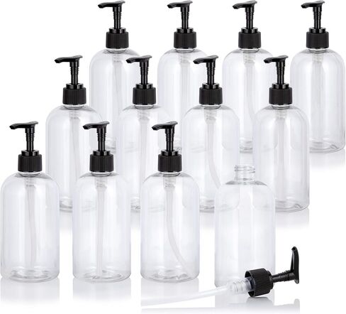 JUVITUS 12 oz Clear Plastic PET Squat Boston Round Bottle Gold Disc Cap (12 pack) in Saudi Arabia