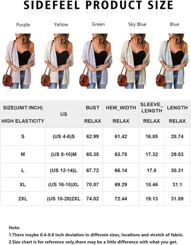 Sidefeel Womens 2024 Summer Lightweight Sheer Cardigan Casual Striped Crochet Knit Open Front Side Slit Boho Kimono Cover Ups in Saudi Arabia
