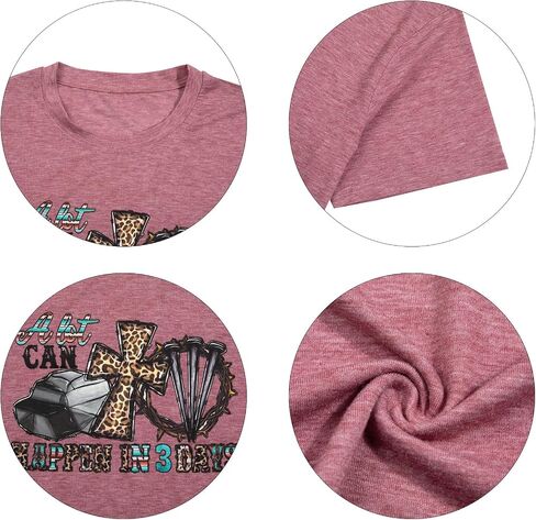 UNIQUEONE Christian Easter Shirts for Women - A Lot Can Happen in 3 Days Shirt Casual Jesus Religious Short Sleeve Tee Tops in Saudi Arabia